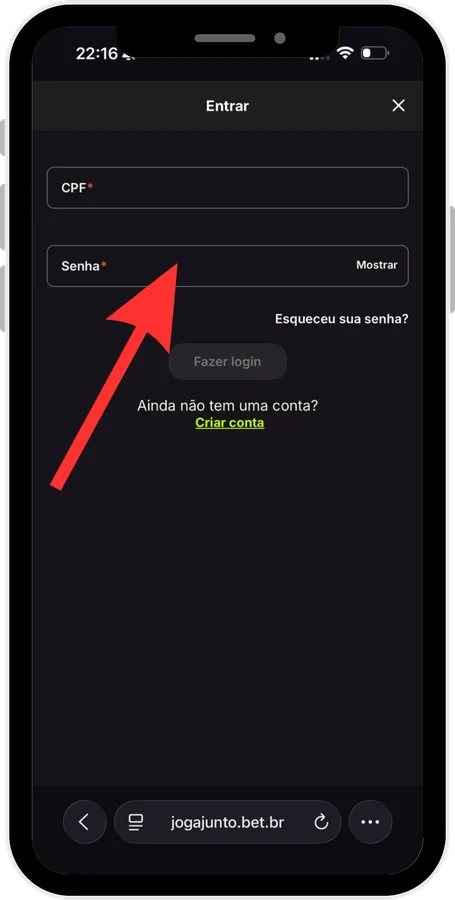 Entrada com CPF e senha